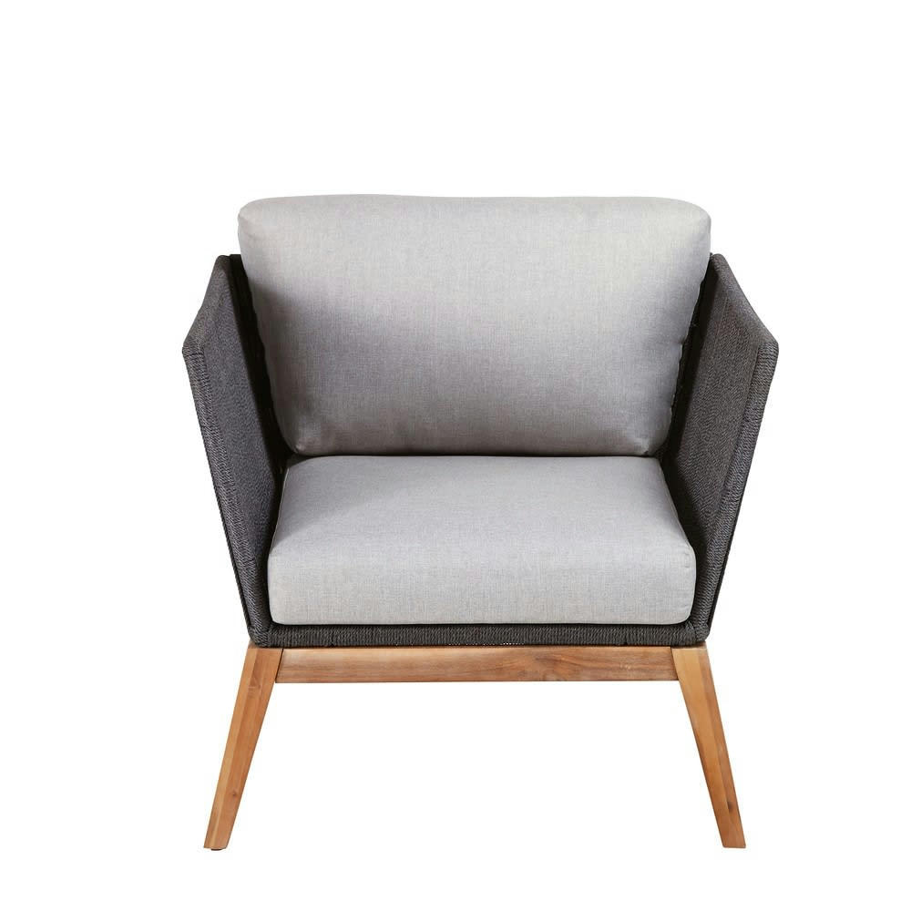 Costa Rica - Fauteuil de jardin en corde tressée gris anthracite