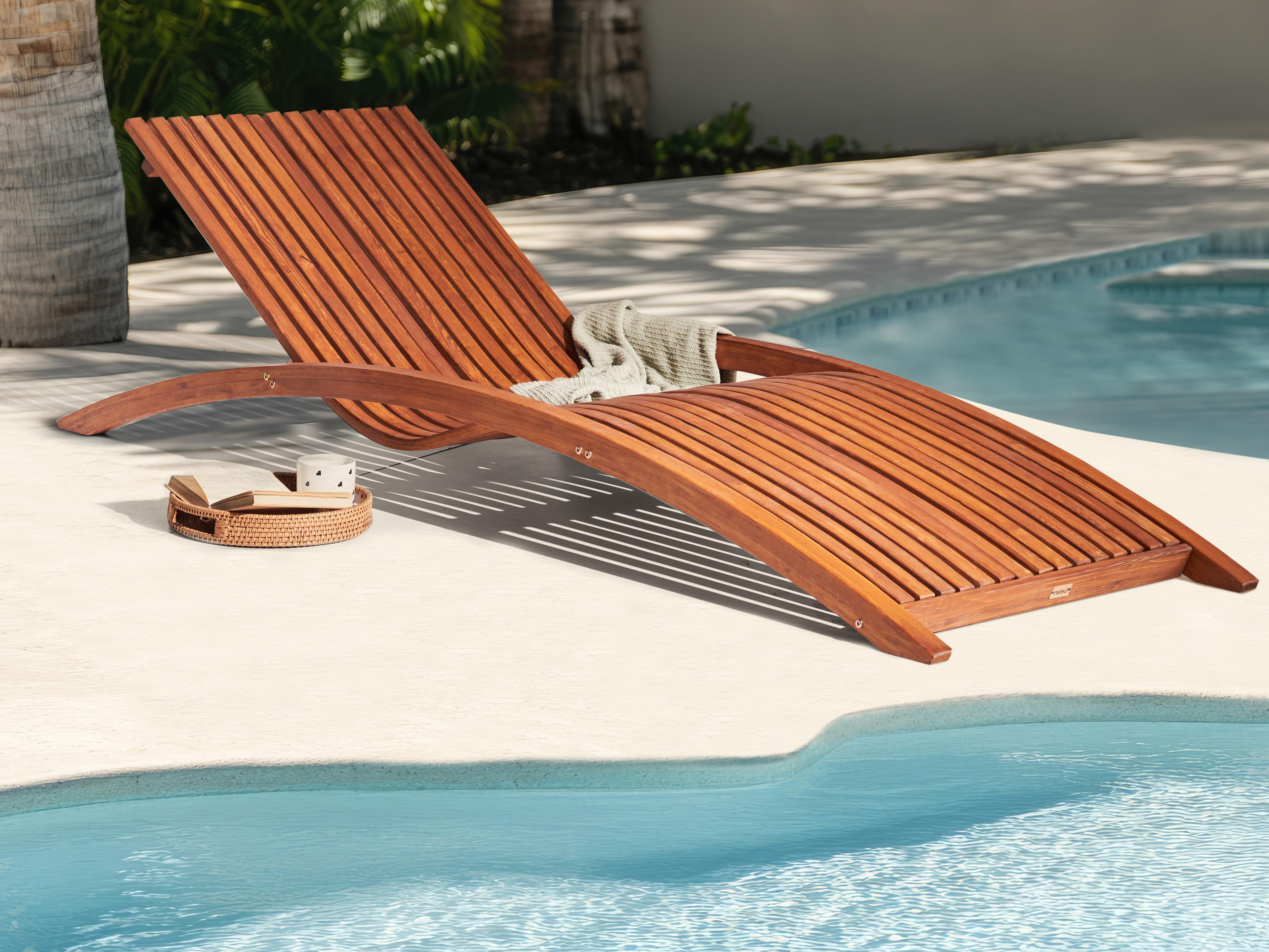 Sun Lounger TANARO Larch Wood Brown