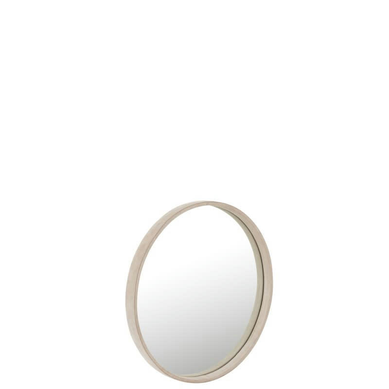 CUIR - Miroir rond cuir beige D40