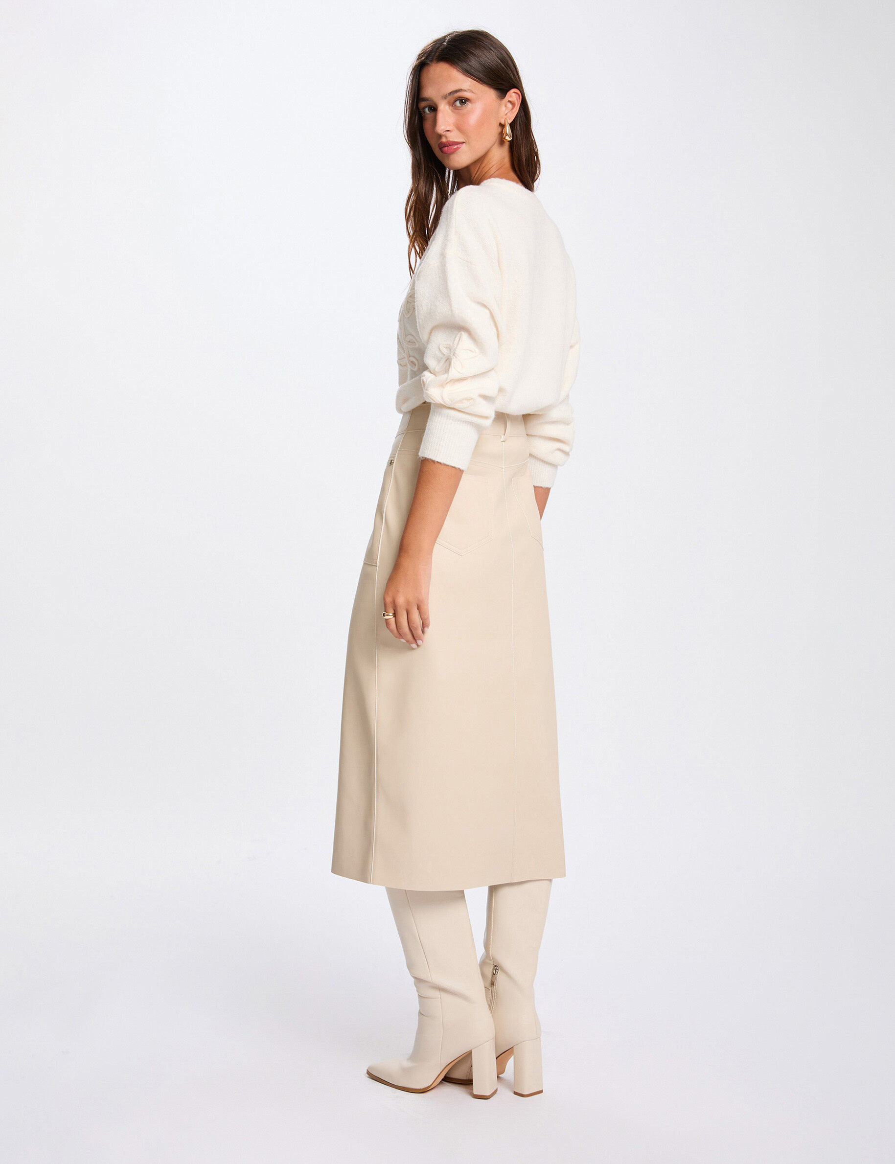 Fitted Pencil Skirt Cream Women