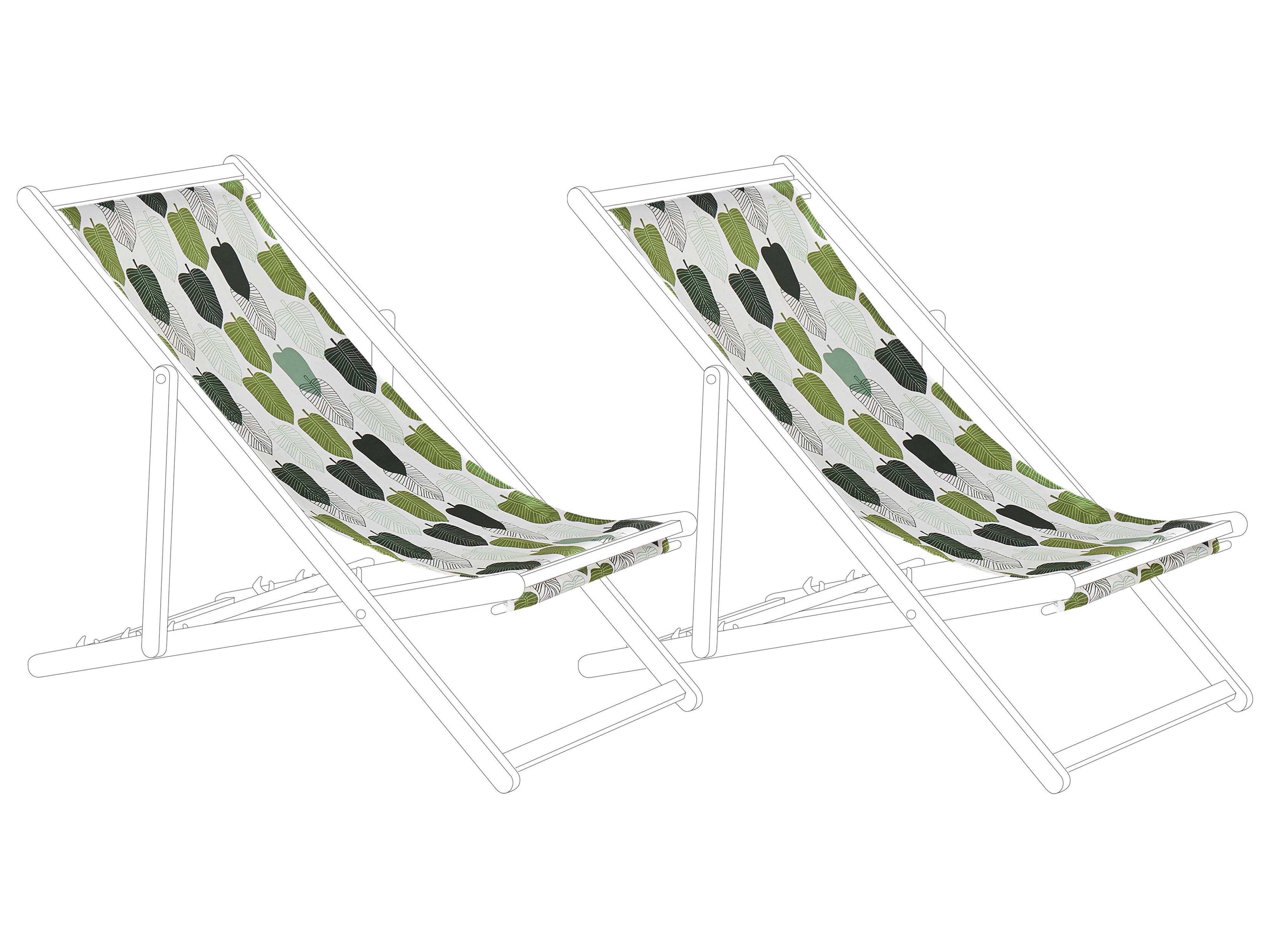Set of 2 Sun Lounger Replacement Fabrics ANZIO/AVELLINO 113 x 44 cm Green