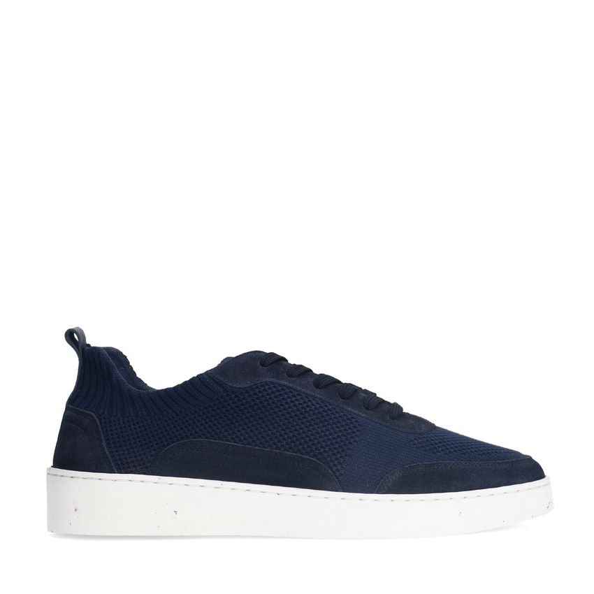 Manfield Donkerblauwe knit fabric sneakers