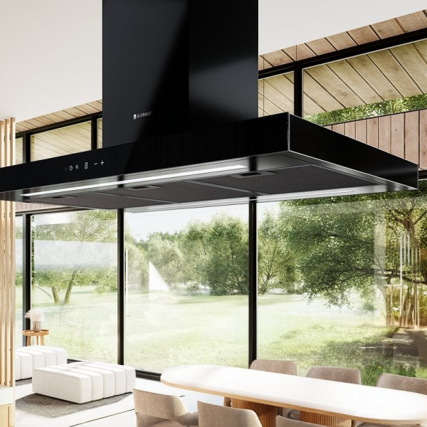 Okap wyspowy GLOBALO LONATIO ISOLA 90.2 black 450 m3/h 90cm