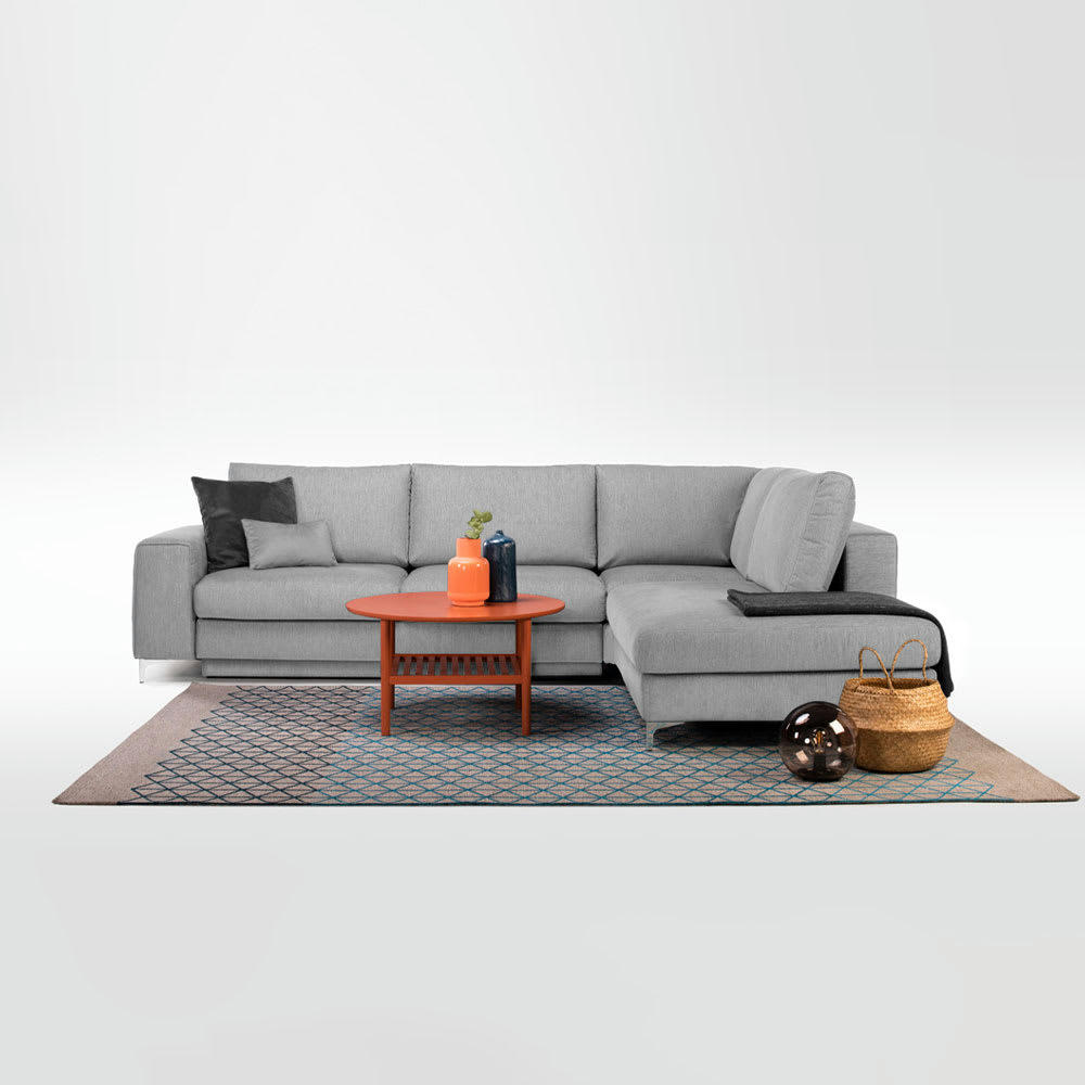 FIESOLE - Canapé 4 places tissu angle droit gris clair