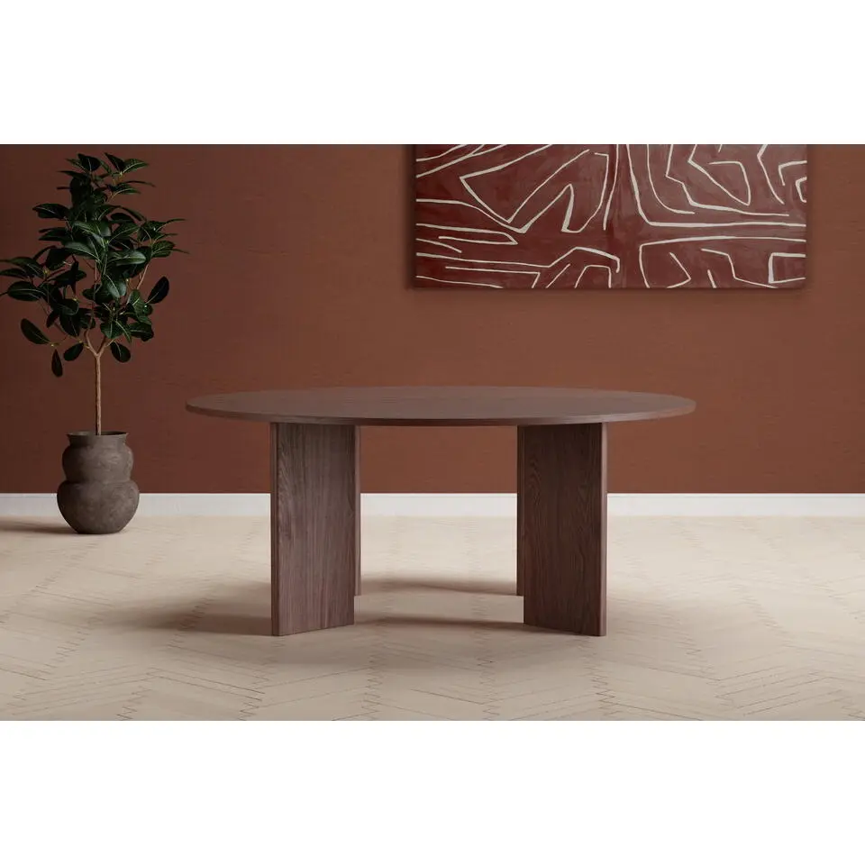 Eettafel Rond Donkerbruin Hout - &Oslash;180x75cm - Graos