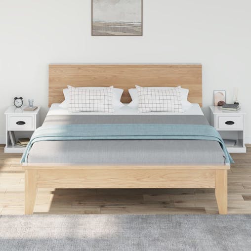 NNEVL Bedside Cabinets 2 pcs High Gloss White 39x39x47.5 cm Engineered Wood