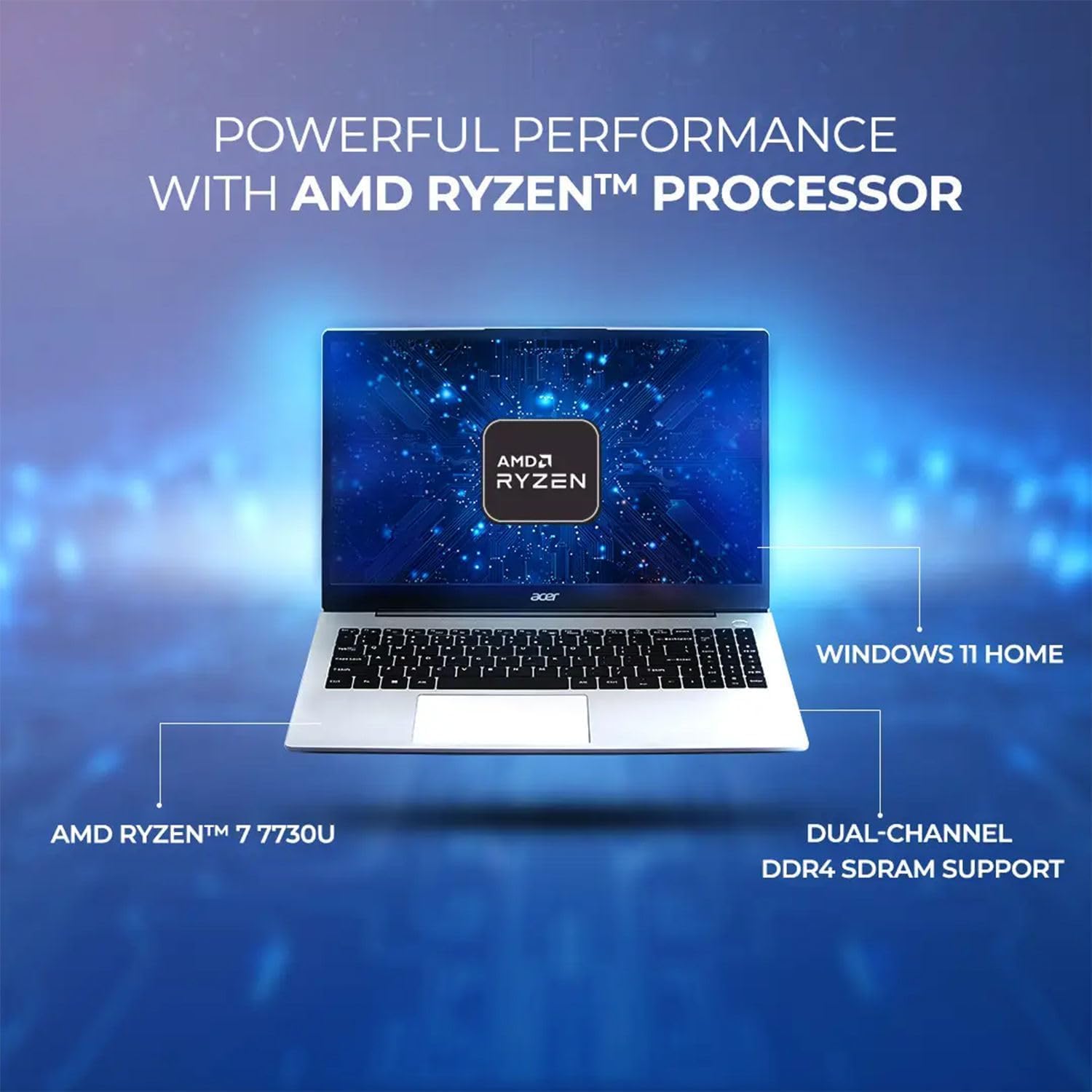 acer Aspire 3 Premium Slim Laptop Computer with Backlit Keyboard - AMD Ryzen 5 7430U CPU - 8GB RAM - 256GB SSD - 15.6 FHD Display - Fast Wi-Fi 6 - Windows 11 Pro - w/o Mouse
