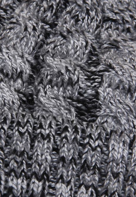 Mens Grey Thermal Cable Knit Beanie Hat