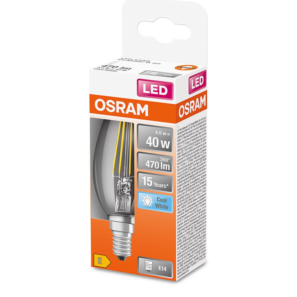 LYSPÆRE OSRAM LED CLB FIL E14 470LM 4W