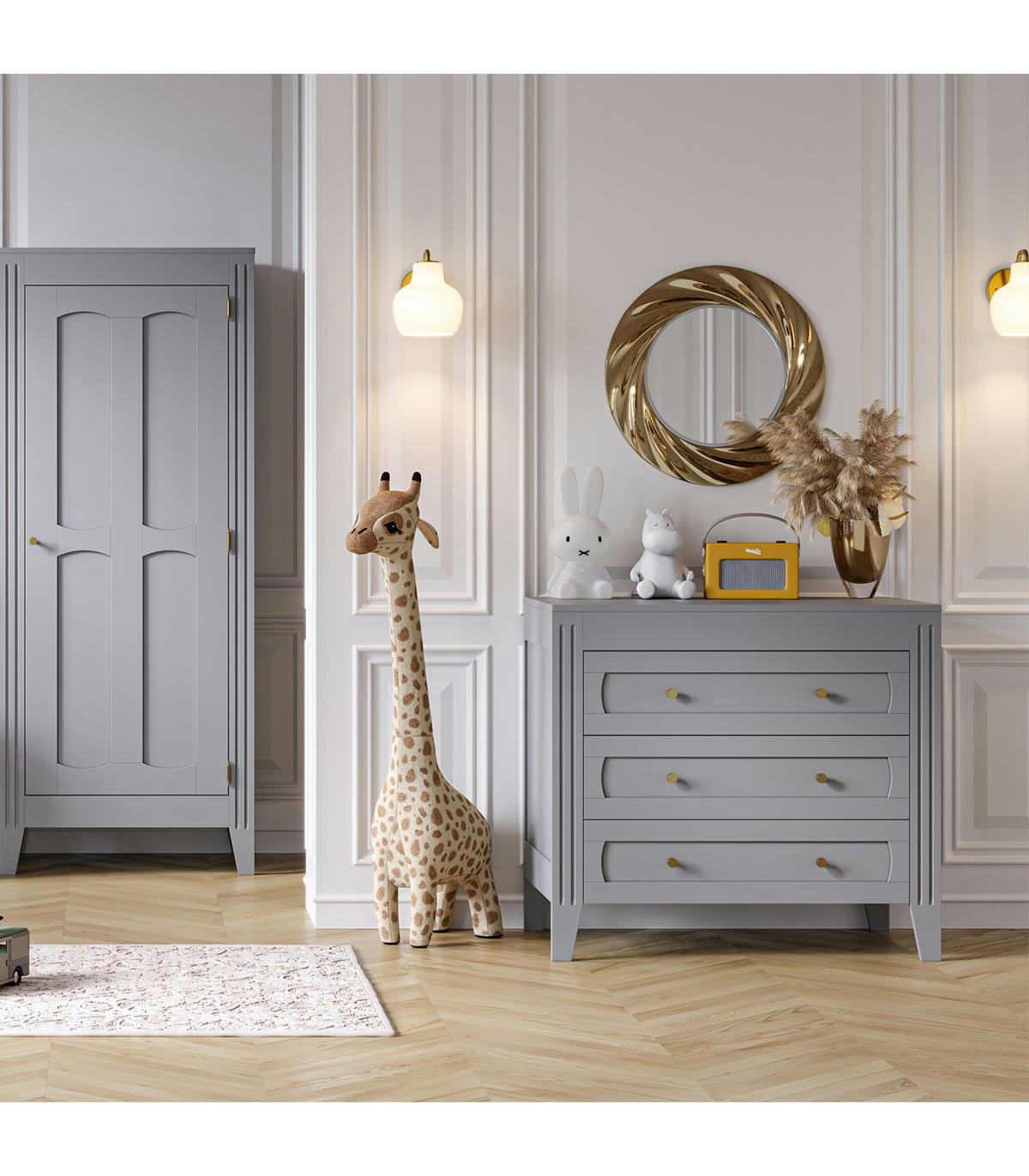 MILENNE - Commode 3 Tiroirs avec Moulures  L100 x H92cm