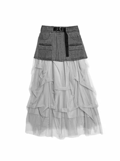 2 in 1 skirt with denim waistband - 25WRK149D