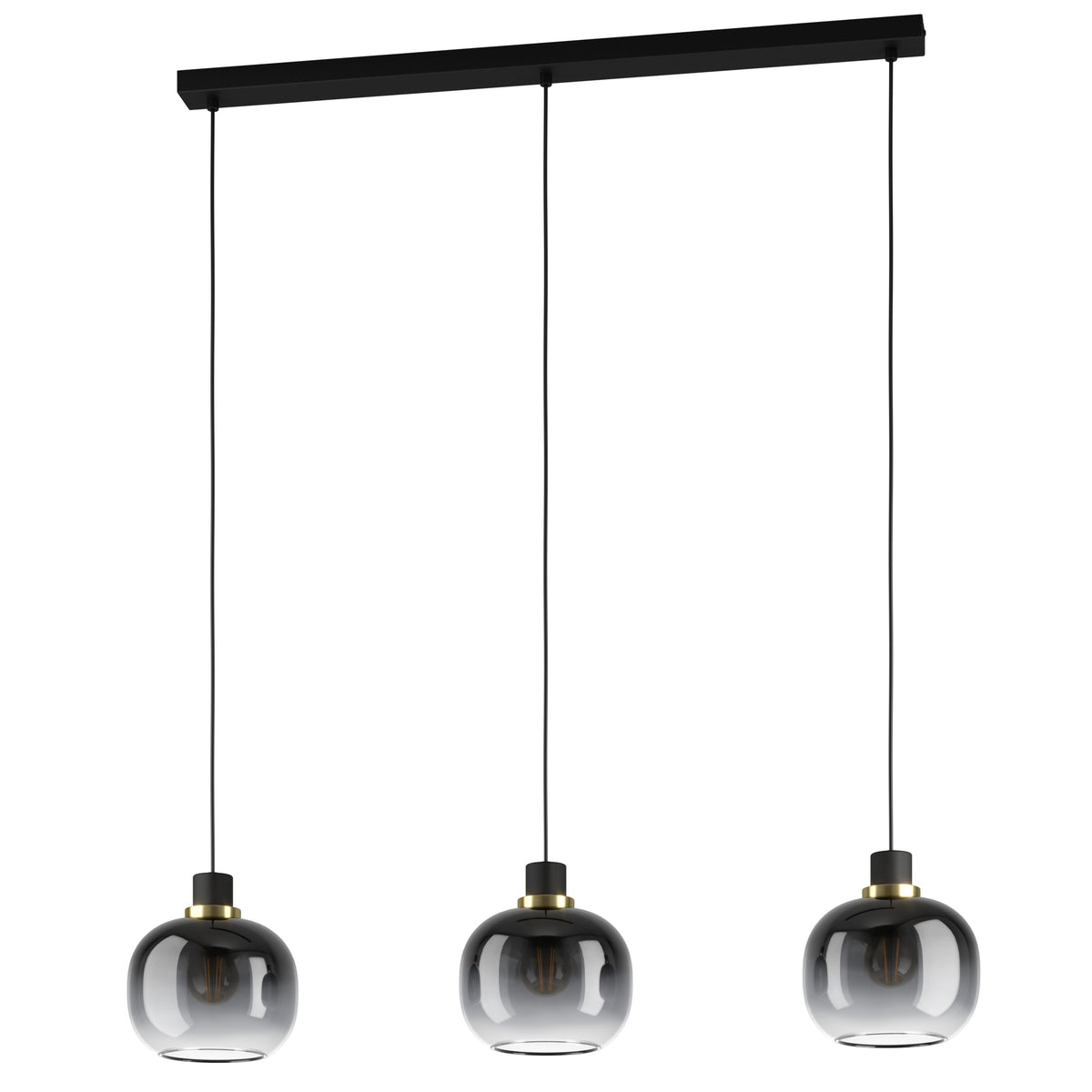 EGLO hanglamp Oilella - e27 - 95 cm - smoke glas - zwart