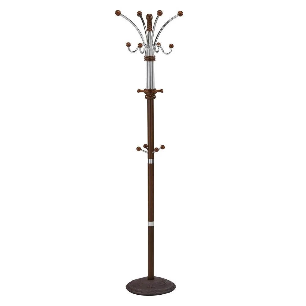 Caledon Multiple Hook Metal/Wood Coat Rack-Walnut