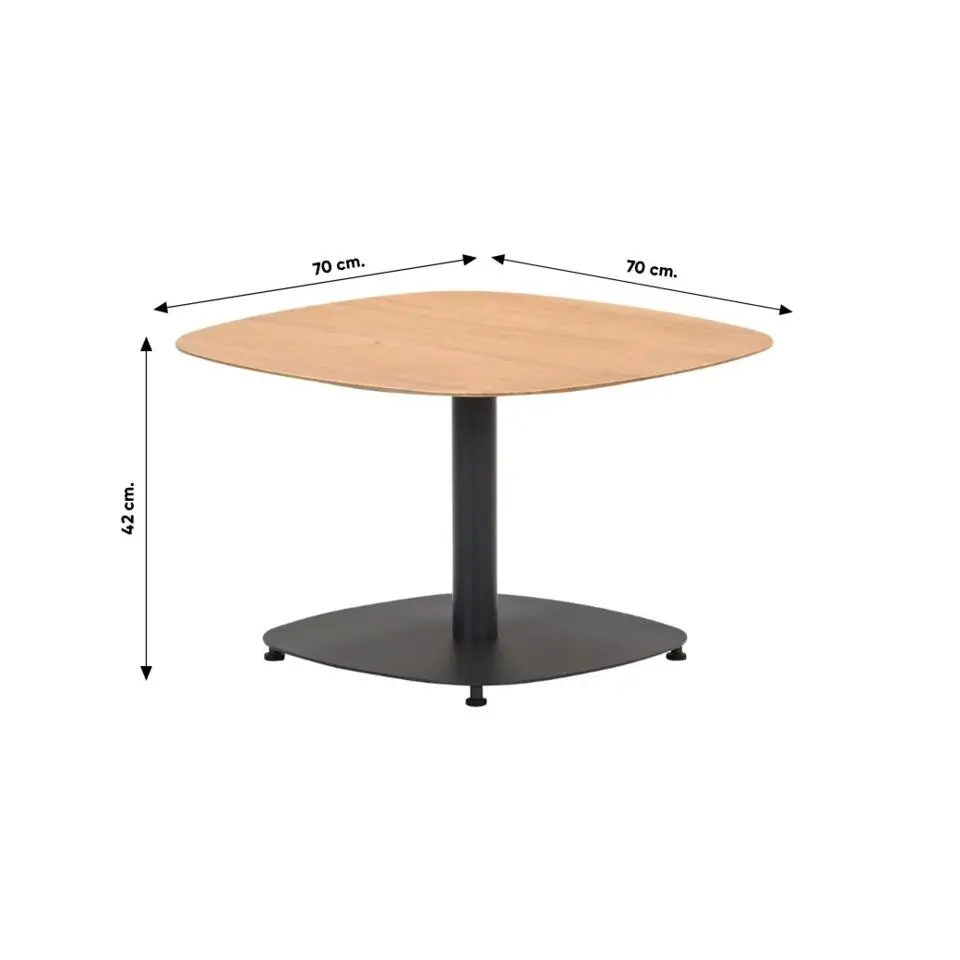 Leon bijzettafel - aluminium - carbon black -light teak look-50x50 cm