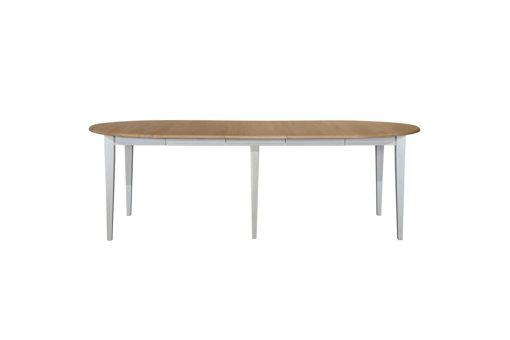 VICTORIA - Table ronde 6 pieds fuseau 115 cm + 3 rallonges bois