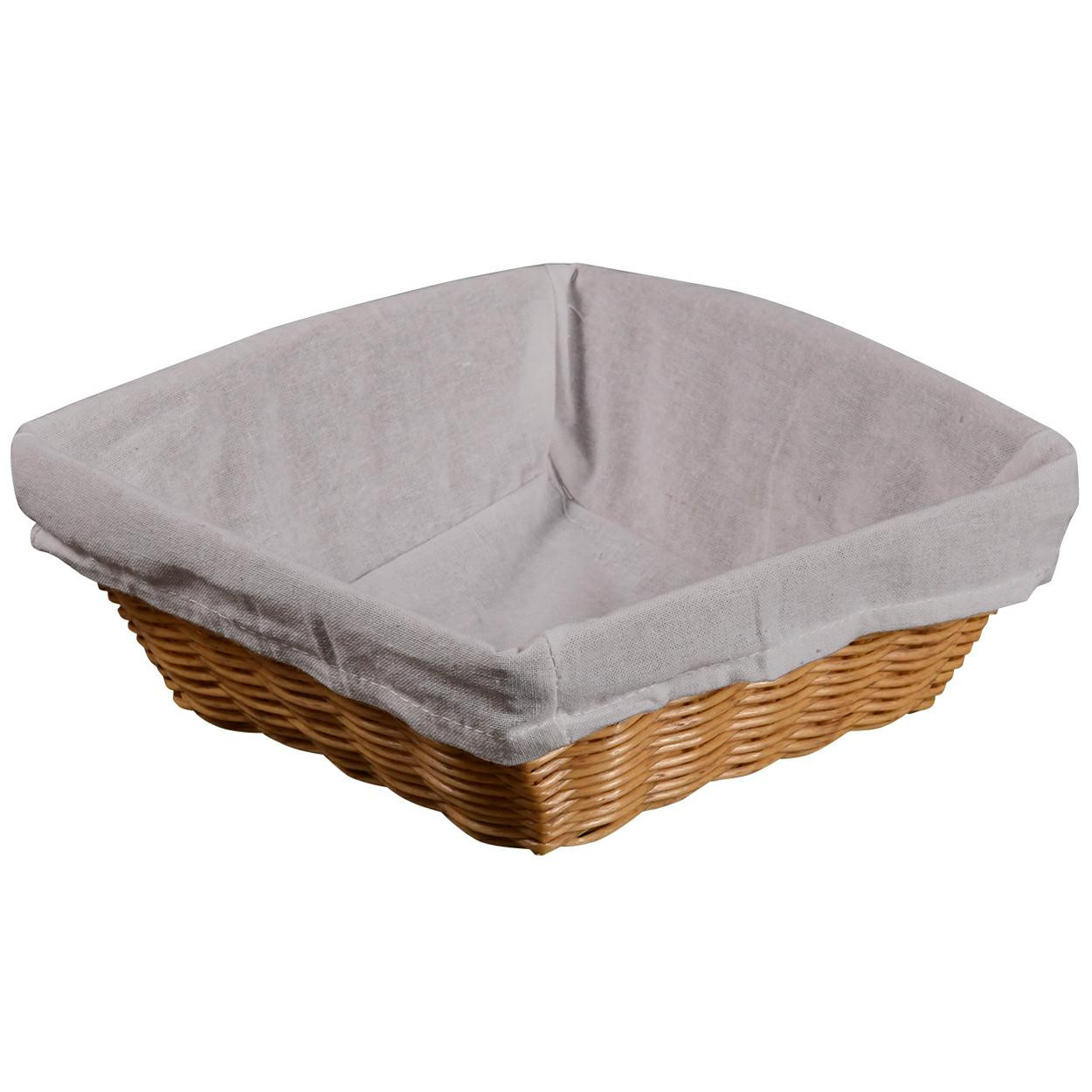 Klasyczny kwadratowy koszyk na pieczywo naturalne odcienie 24x24x9 cm
