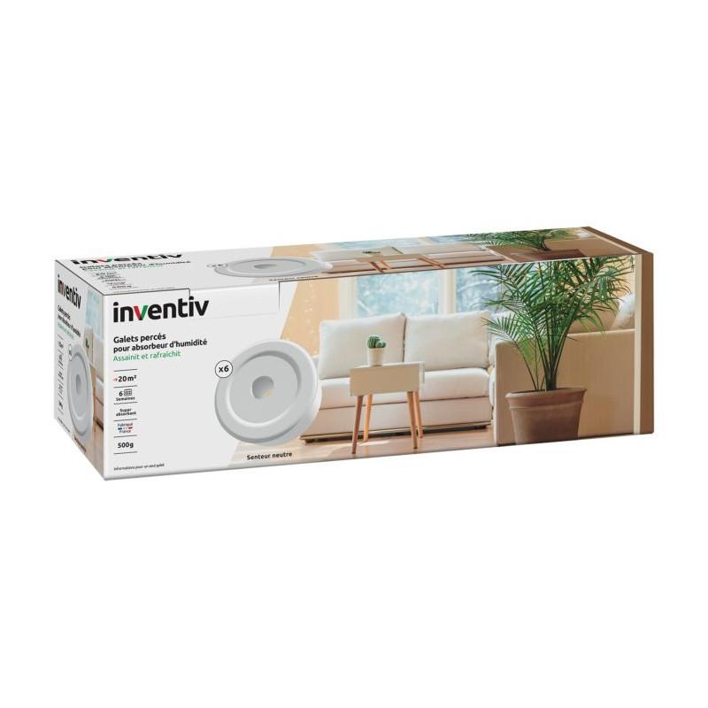 Recharge galet pour absorbeur d'humidité neutre 6 pièces INVENTIV