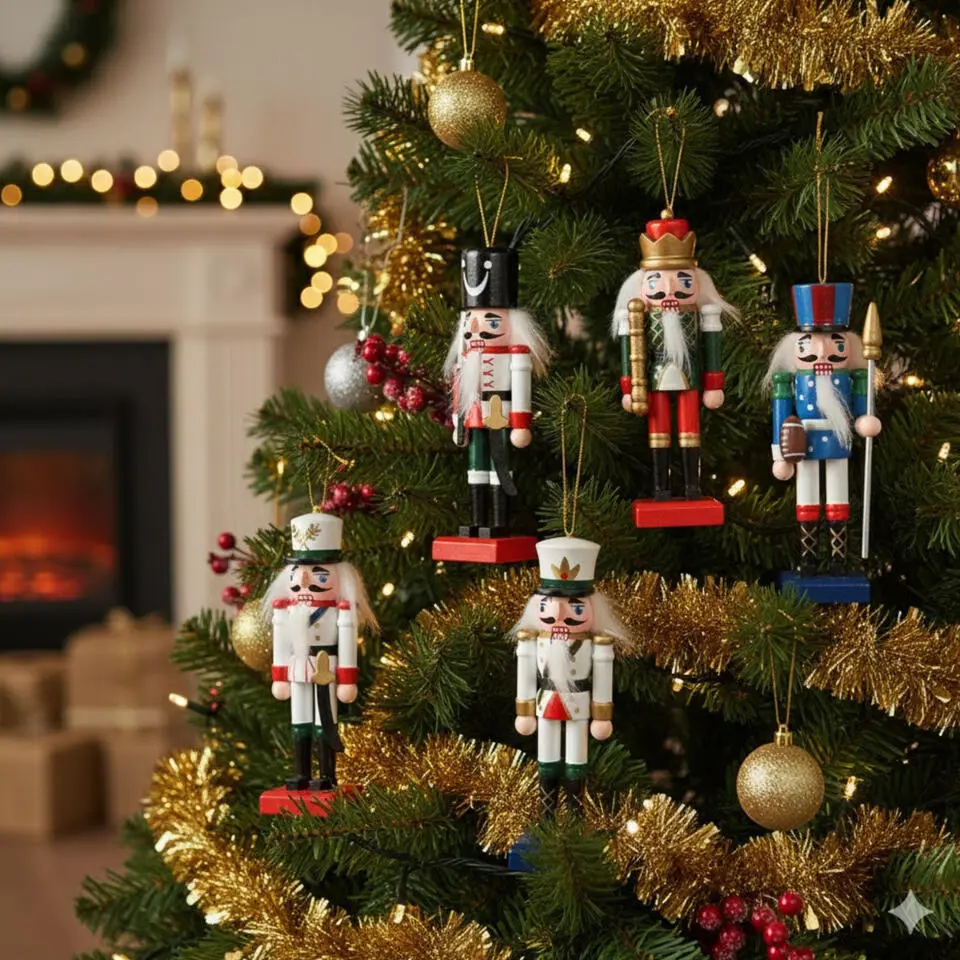 Decoris Kersthangers - 6x - 12 cm - notenkraker