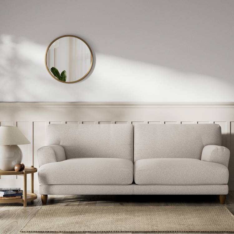 Habitat Askem Fabric 3 Seater Sofa - Stone - Dark Leg