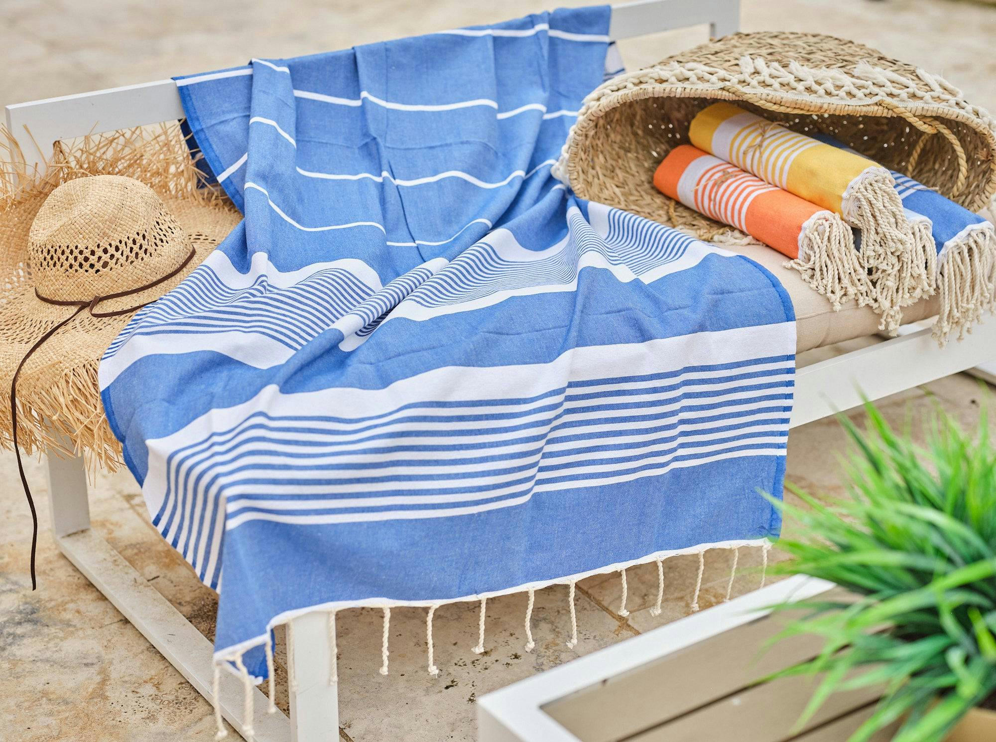 - Fouta en coton 100x200cm bleu royal