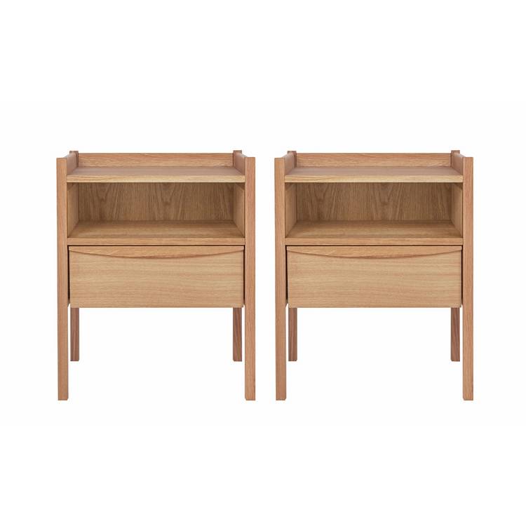Habitat Derwent 1 Drawer Set of 2 Bedside Table - Oak