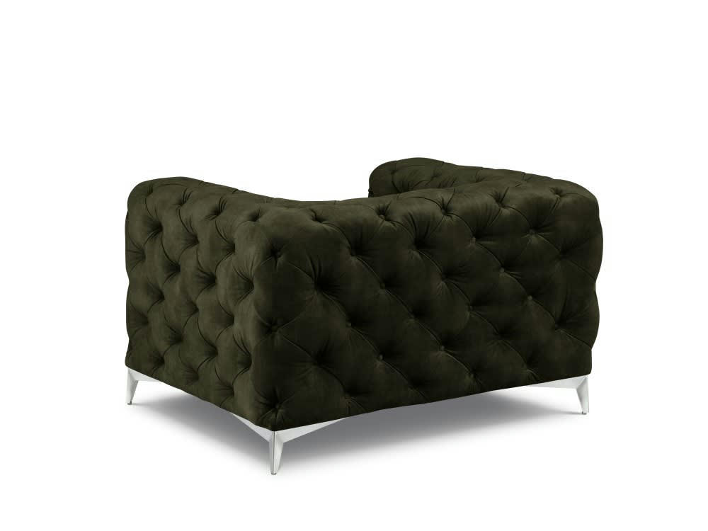 VIOLANE - Fauteuil en velours vert foncé