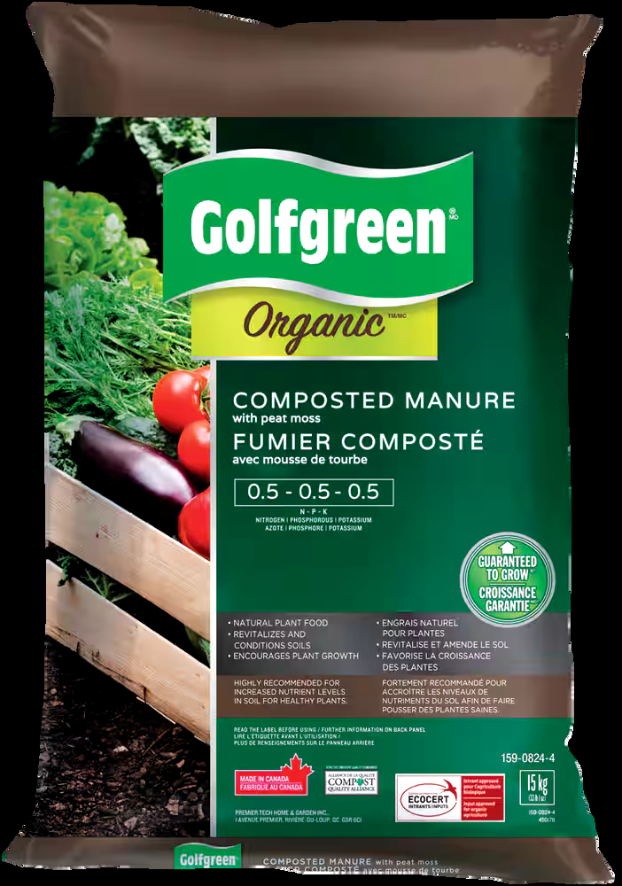 Golfgreen Organic Composted Manure/Fertilizer w/ Peat Moss, 15-kg