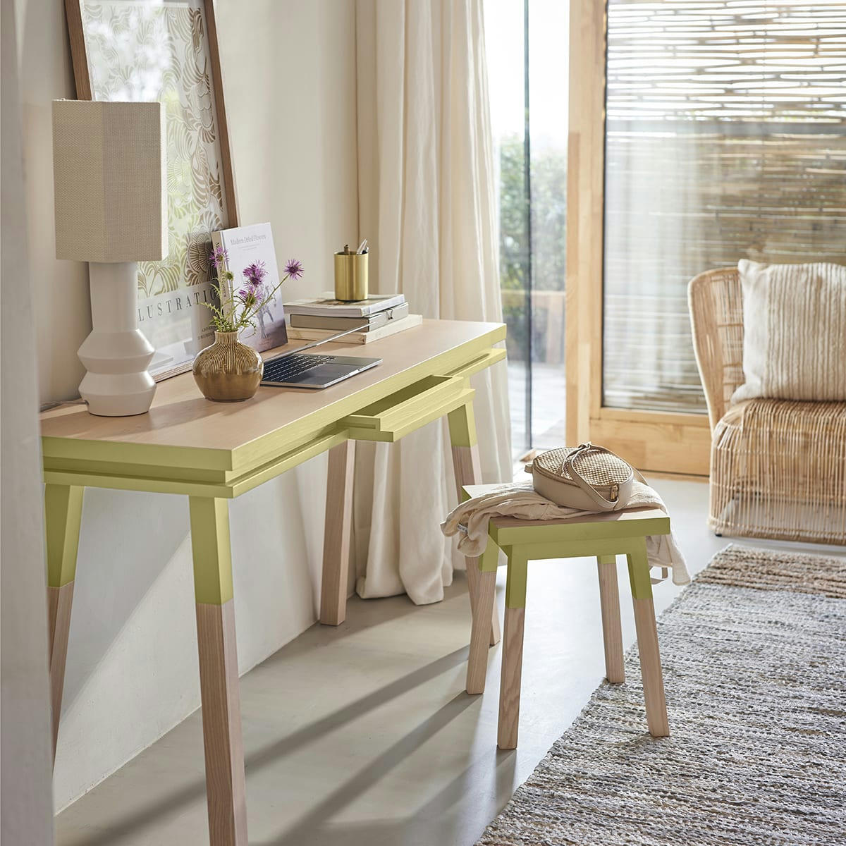 EGEE - Bureau Console rectangulaire 140 cm, 100% frêne massif