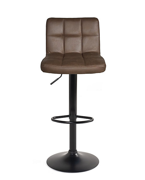 Lot 2 Chaises De Bar Siège Vintage Matelassé Rembourré Hauteur Réglable Pivotant SIVAN (noir Marron)