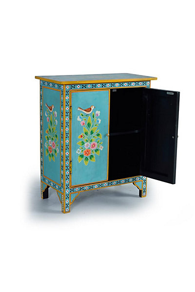 Meuble d'appoint en bois manguier turquoise