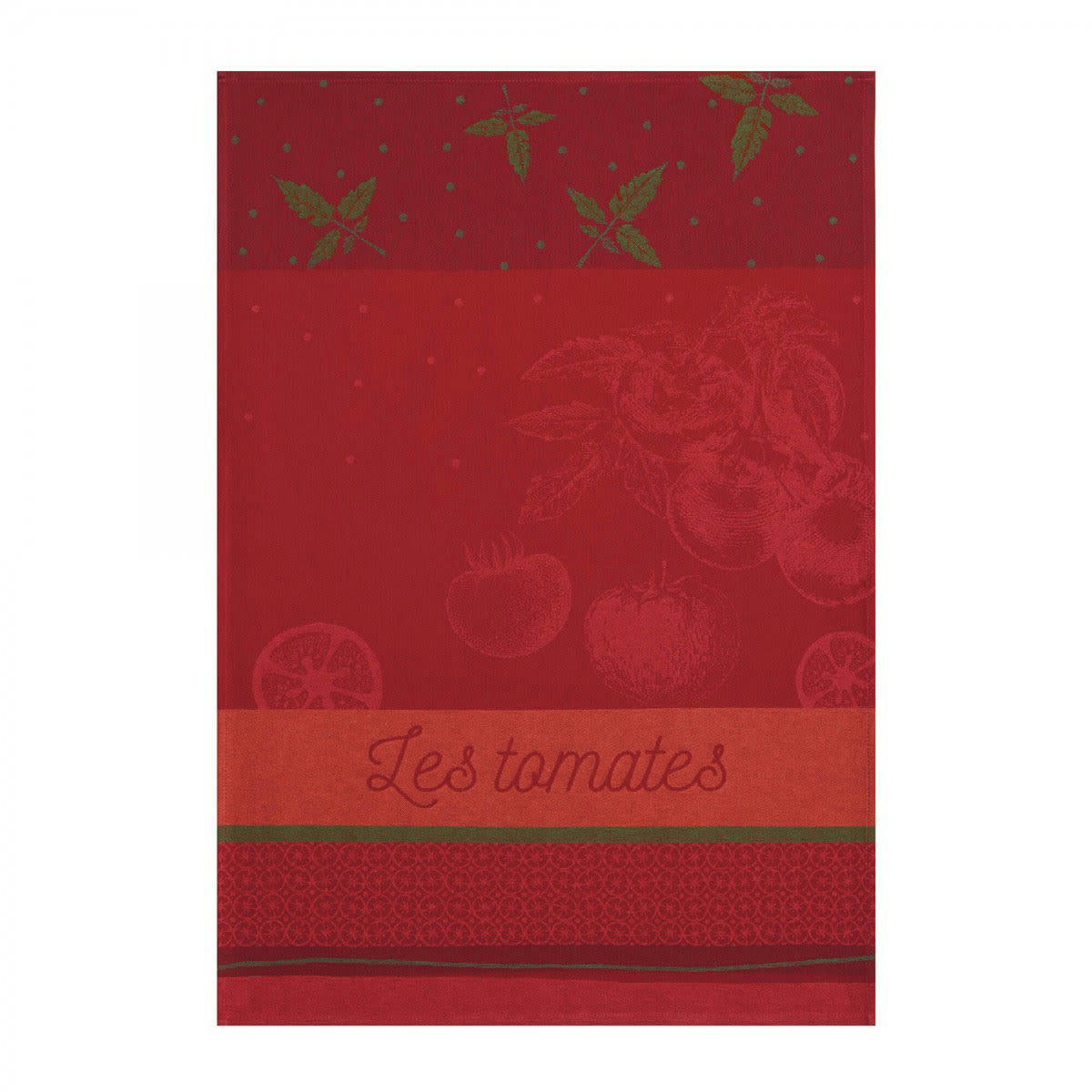 TOMATES DU POTAGER - Torchon en jacquard de coton rouge 50x75