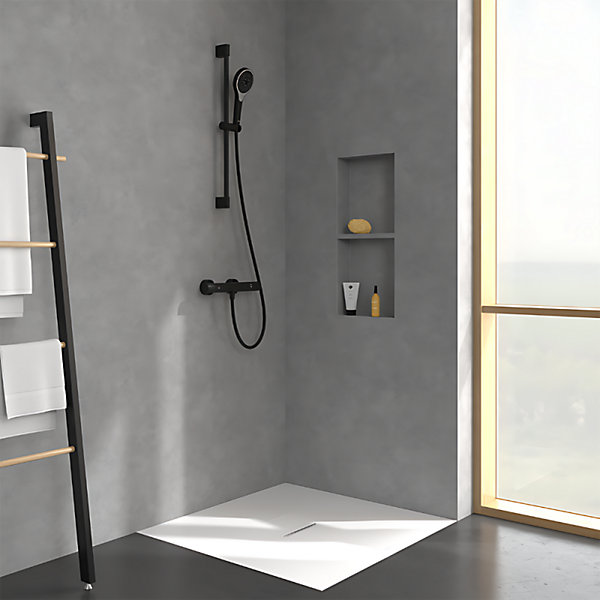 Mitigeur douche thermostatique VILLEROY ET BOCH Universal rond   Ensemble de douche Verve Showers 3 jets noir mat
