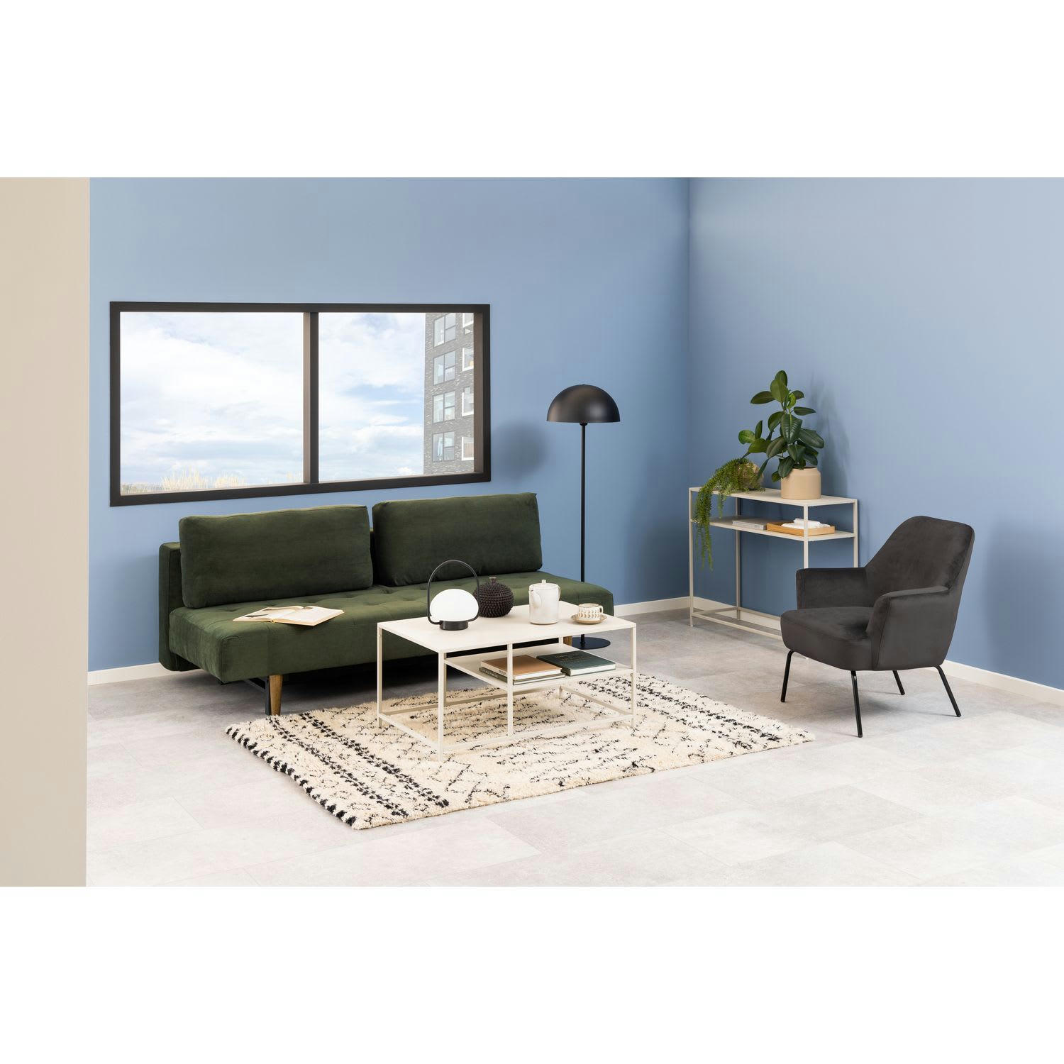 JOY - Table basse en métal avec 1 étagère taupe