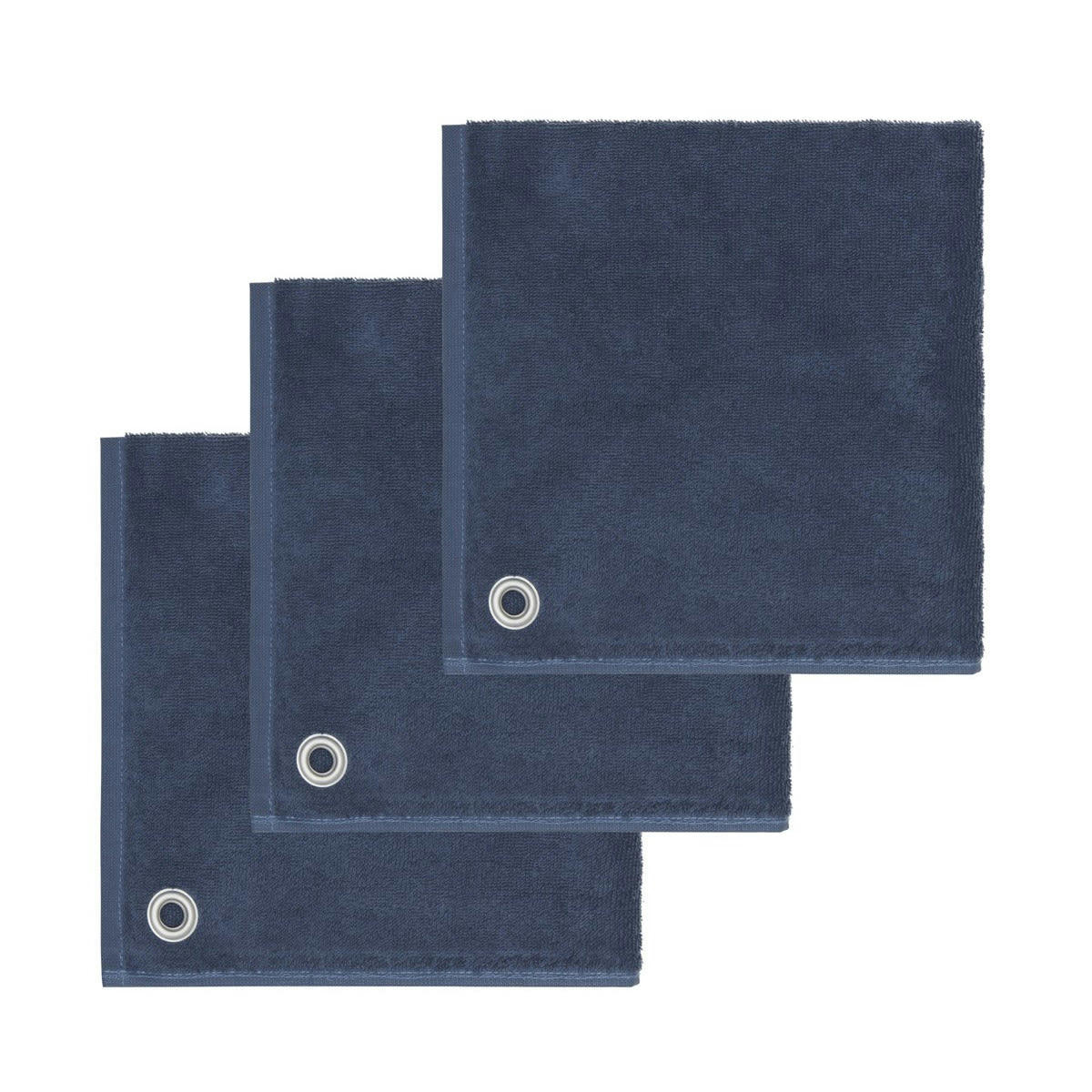 AMAIA - Lot de 3 torchons carrés avec œillet  indigo 50x50 cm