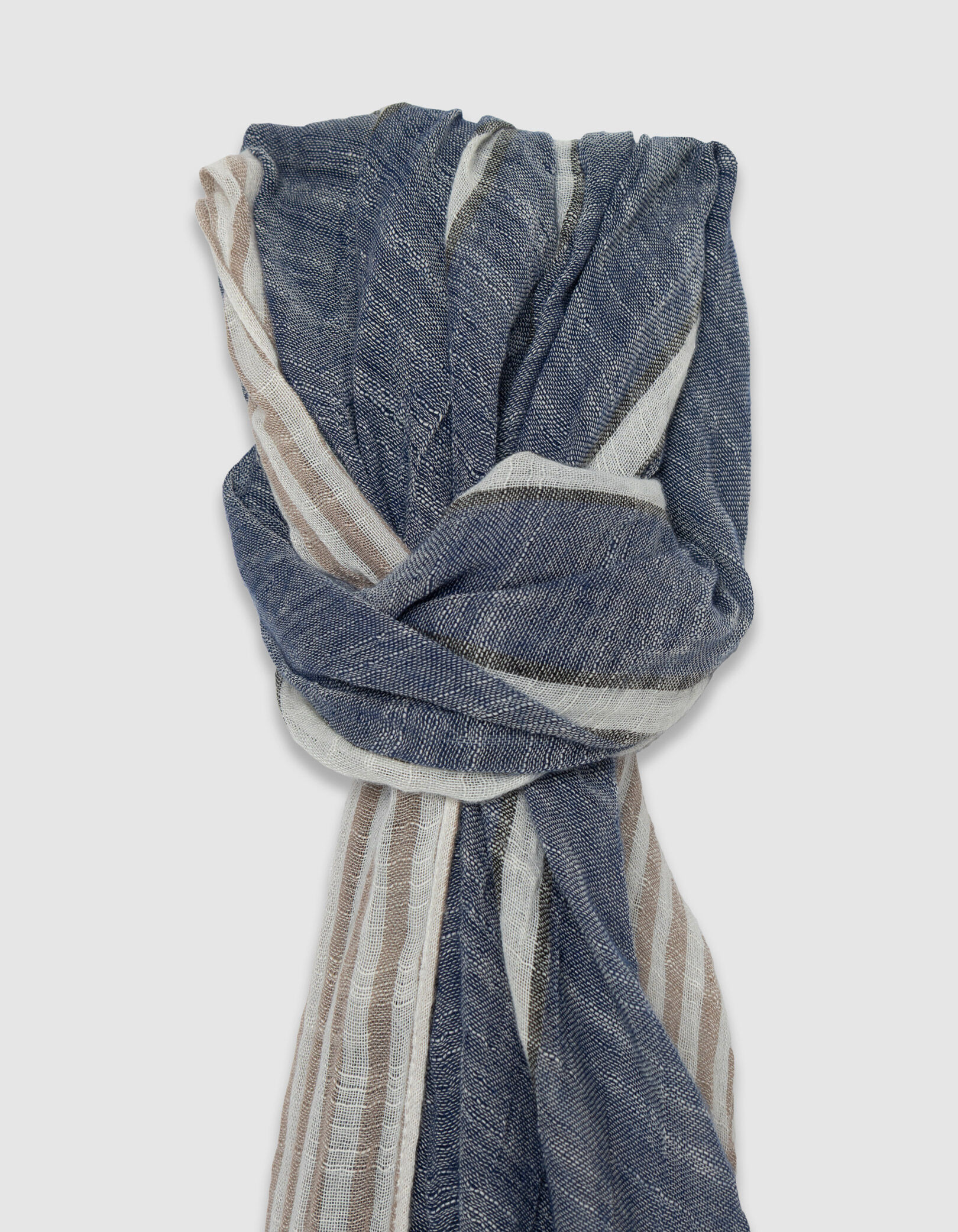 Foulard marine motif rayures contrastées Homme