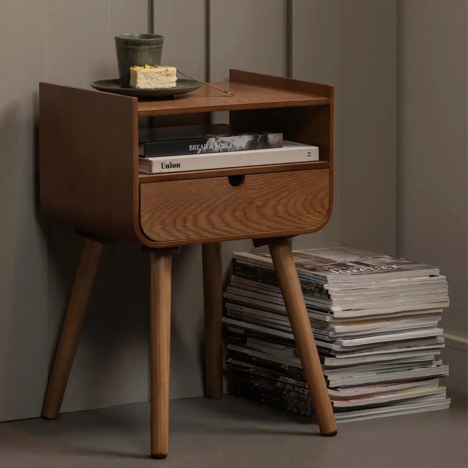 WOOOD Nils Nachtkastje/Bijzettafel - Hout - Naturel - 54x36x30