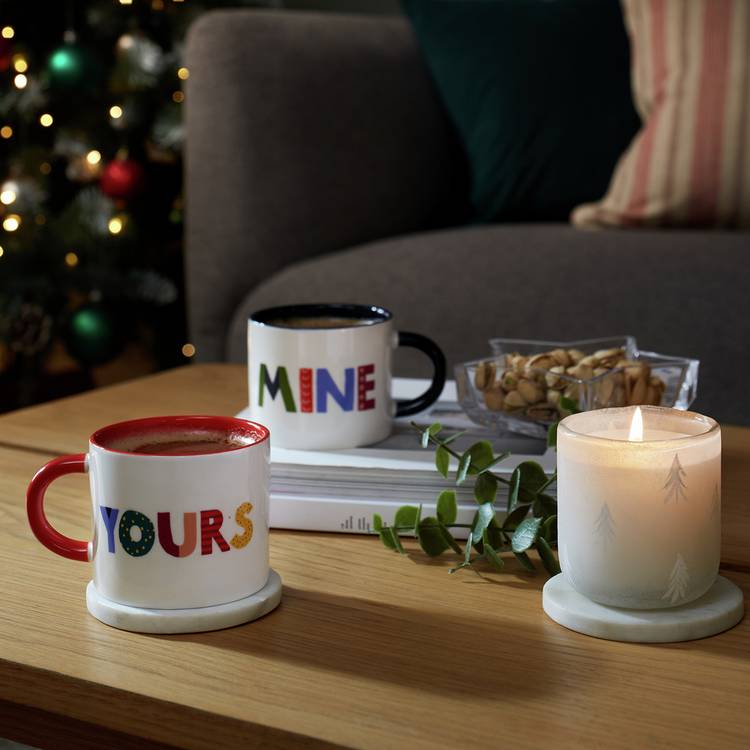 Habitat Mine and Yours Set of 2 Porcelain Mug - Multicolour