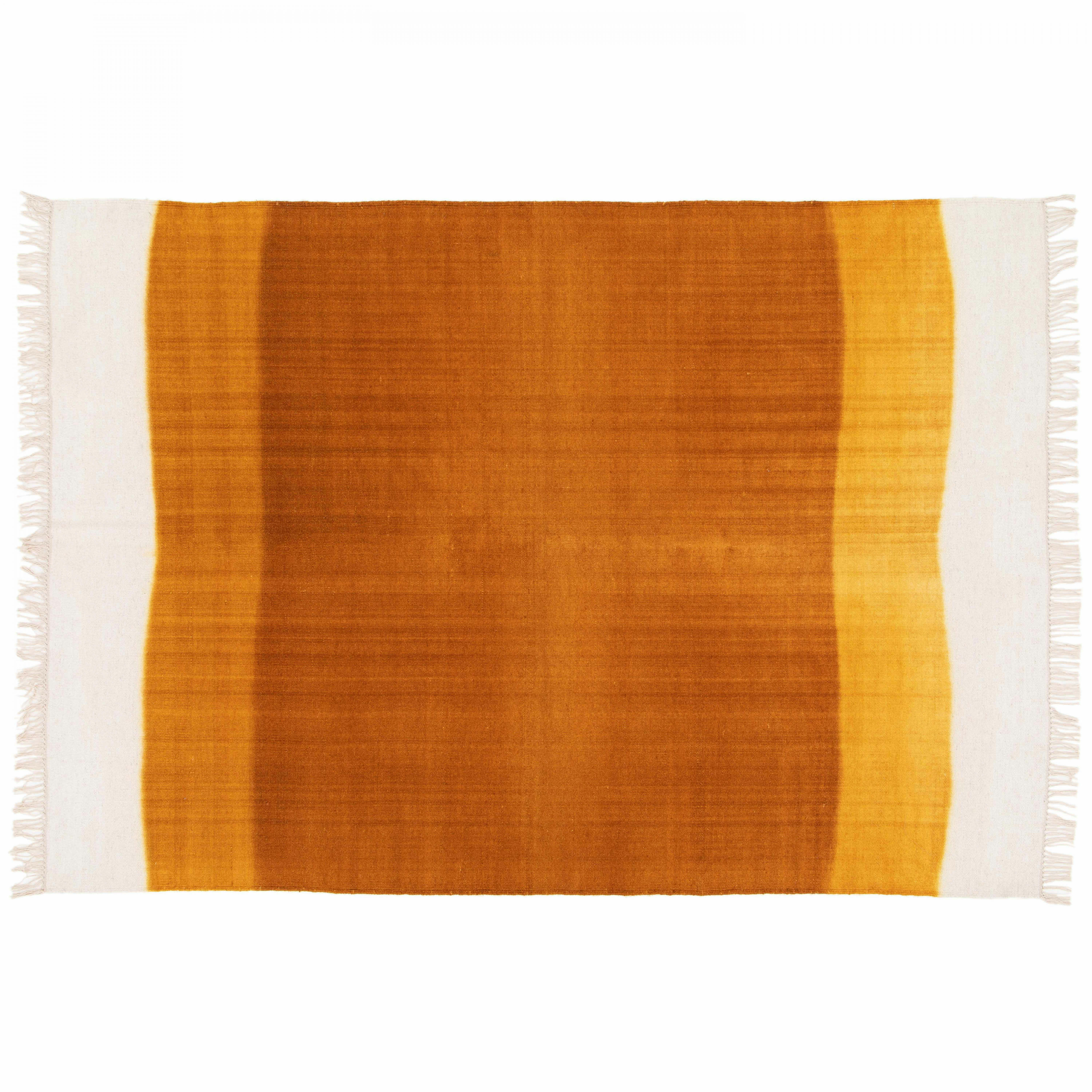 DUNA - Tapis rectangulaire en laine tissé à plat jaune/ orange 120 x 170 cm