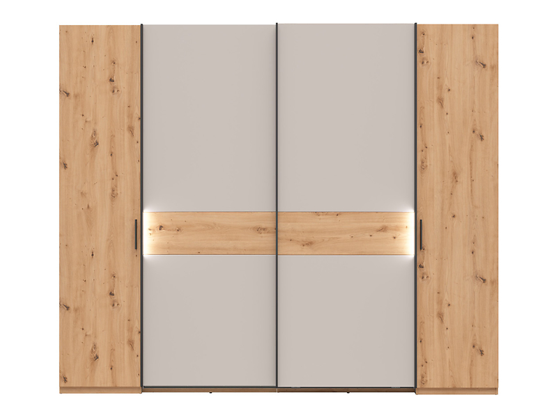 Szafa przesuwna Kapamo 267 cm z 4 drzwiami dąb artisan/kaszmir