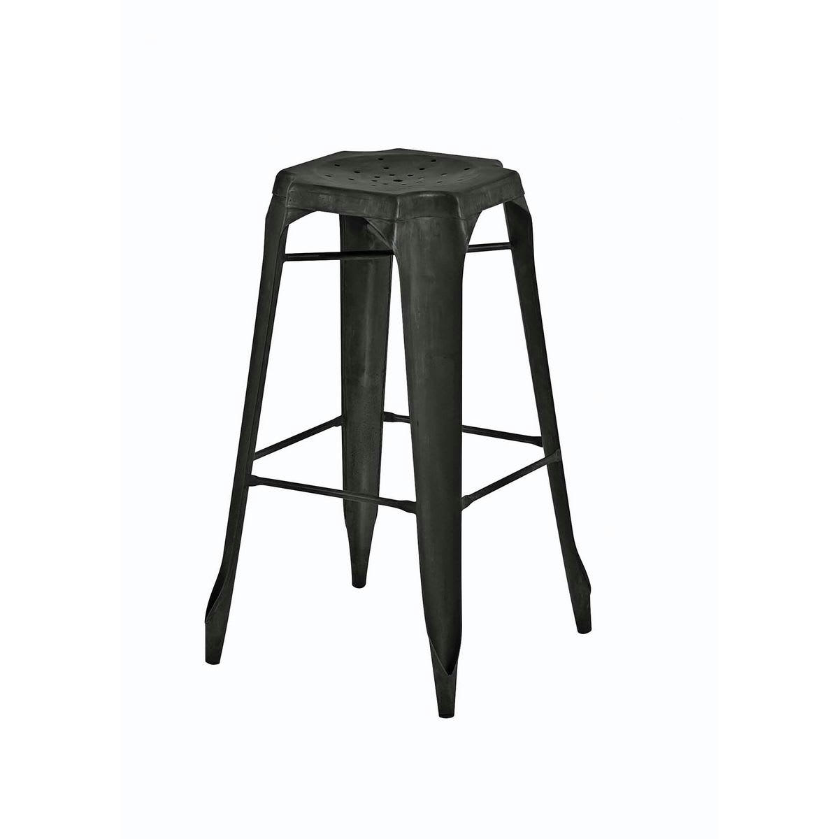 INDUS - Tabouret de bar industriel en métal noir vieilli