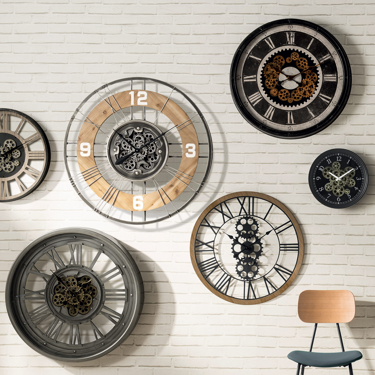 Clock"Charly" Black, D.76 cm