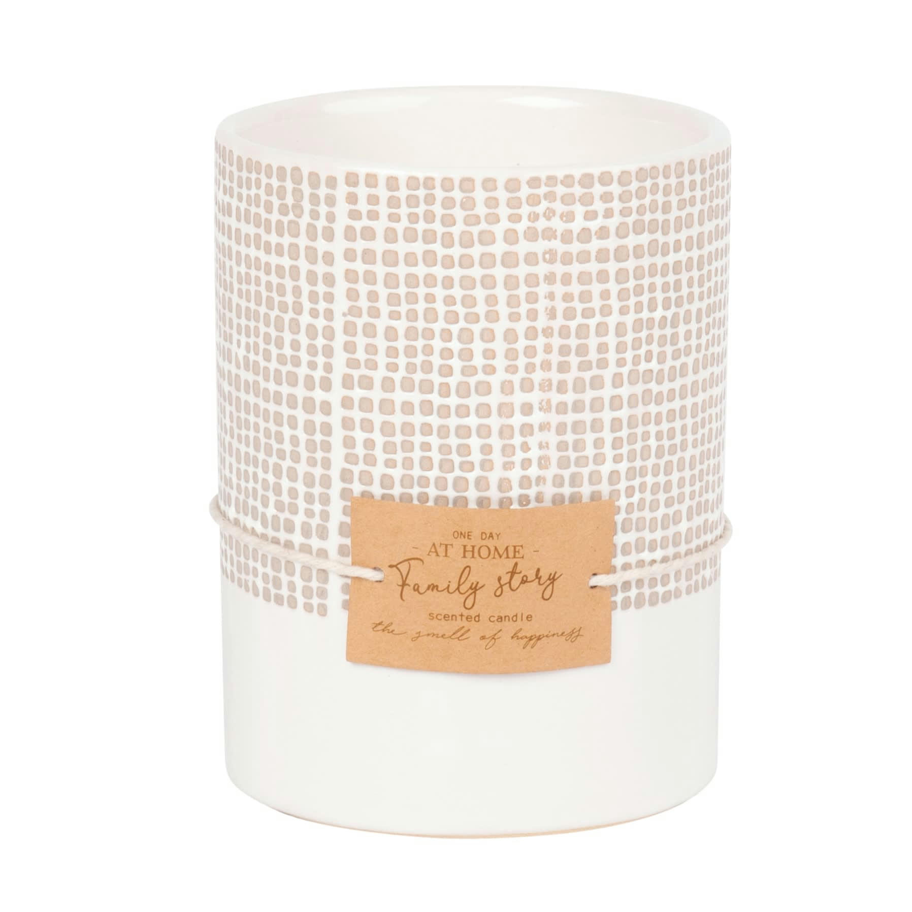 - Bougie parfumée en céramique blanche, grise et ivoire 350g