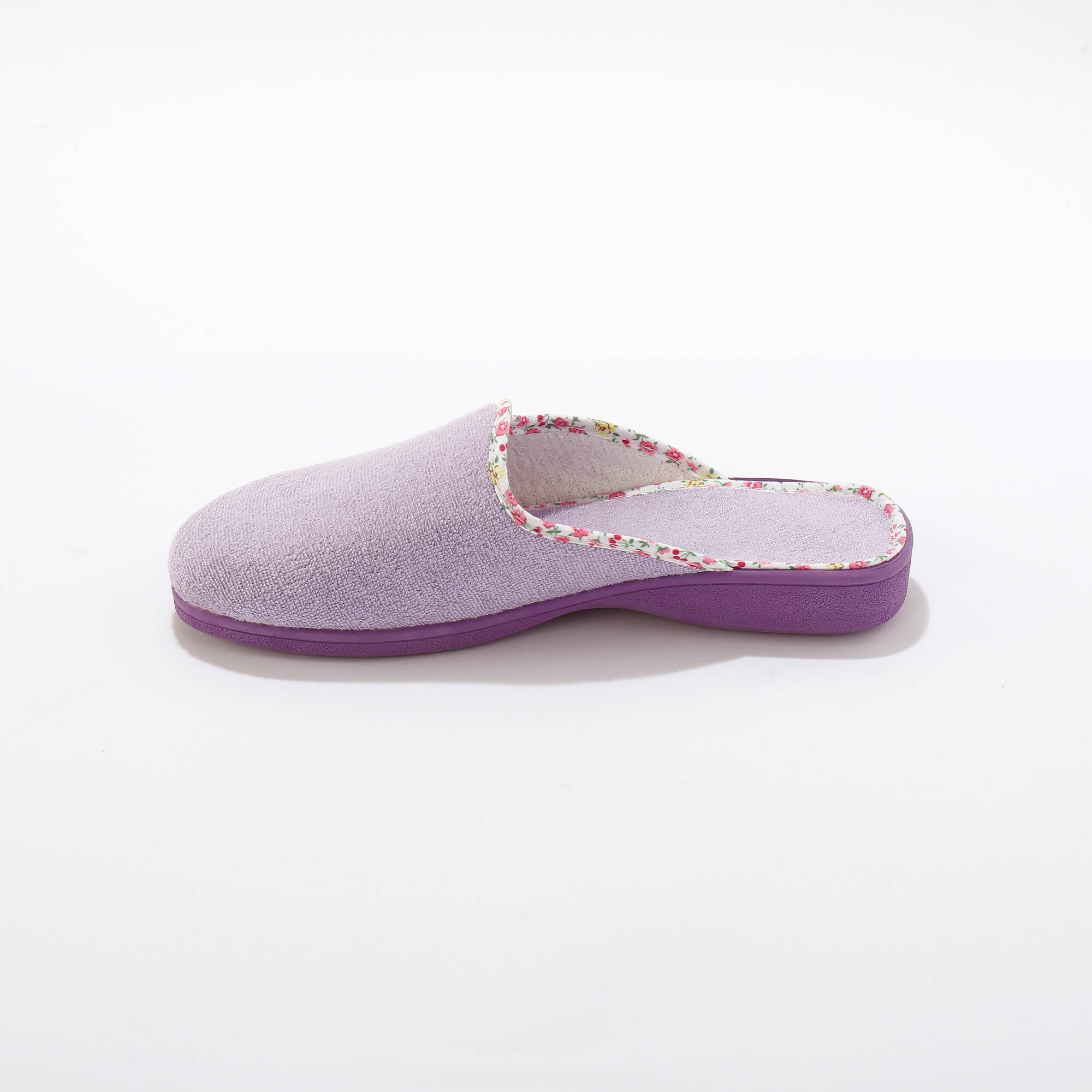 Mules plates souples biais fleuri