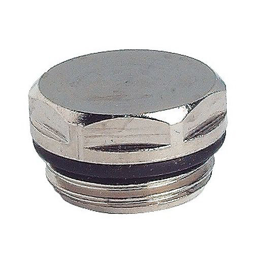 Bouchon de radiateur nickelé 15/21 avec joint torique - SOMATHERM - 1251-15
