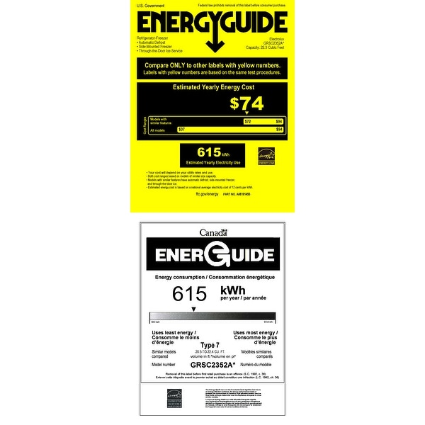 Frigidaire Gallery GRSC2352AF 22.3 Cu. Ft. 36'' Counter Depth Side by Side Refrigerator