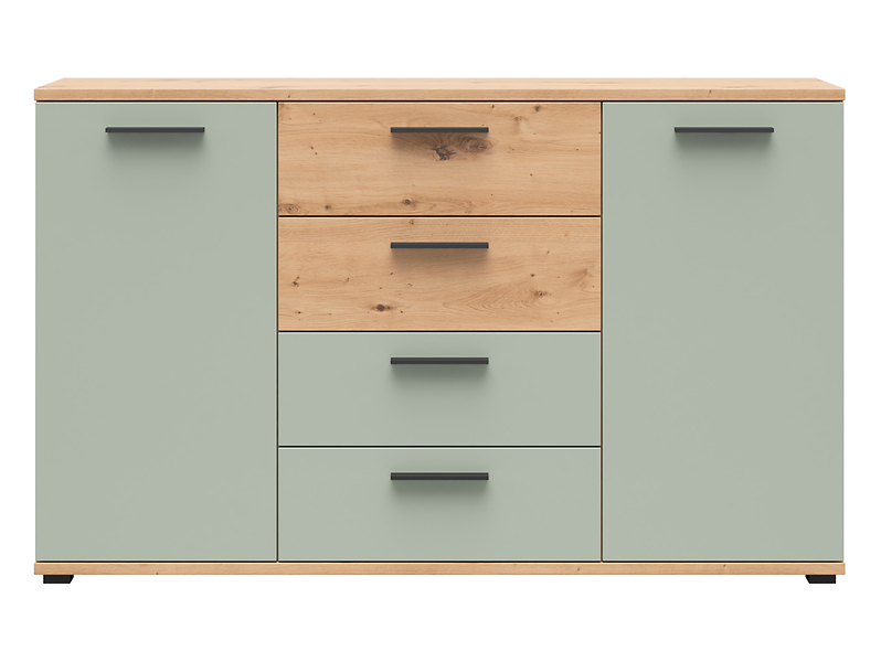 Komoda Sindara 150 cm z 2 drzwiami i 4 szufladami dąb artisan/szałwia Salbei