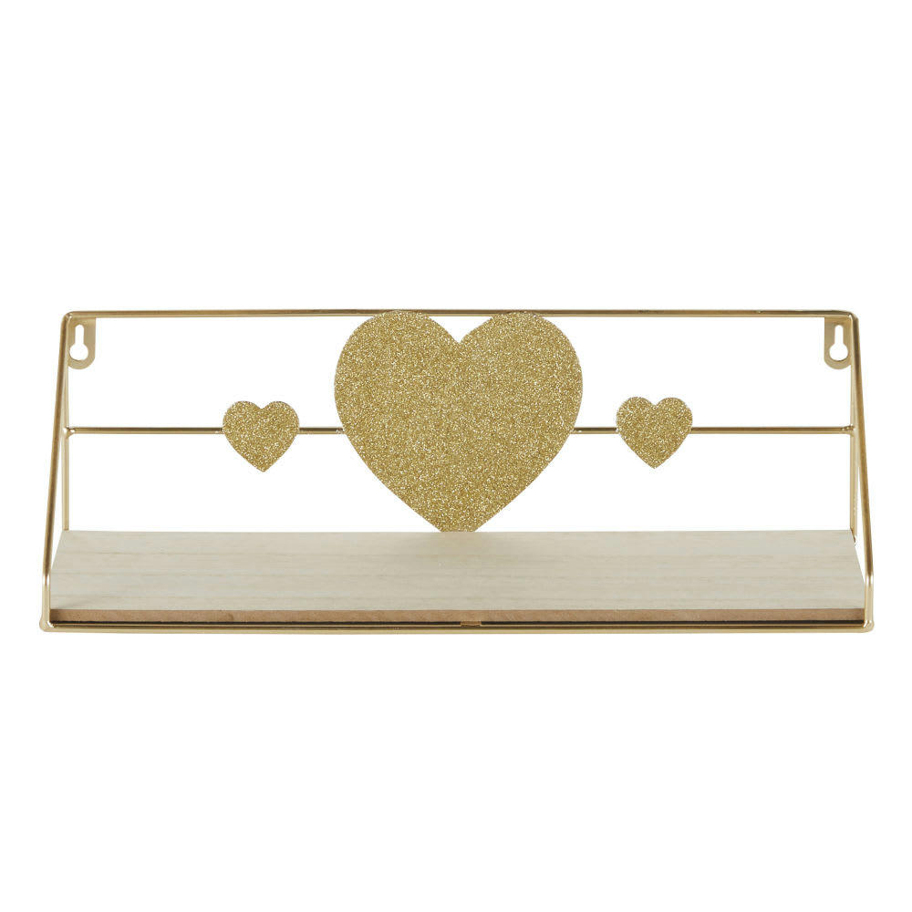 BARSANA - Etagère cœurs beige et dorée