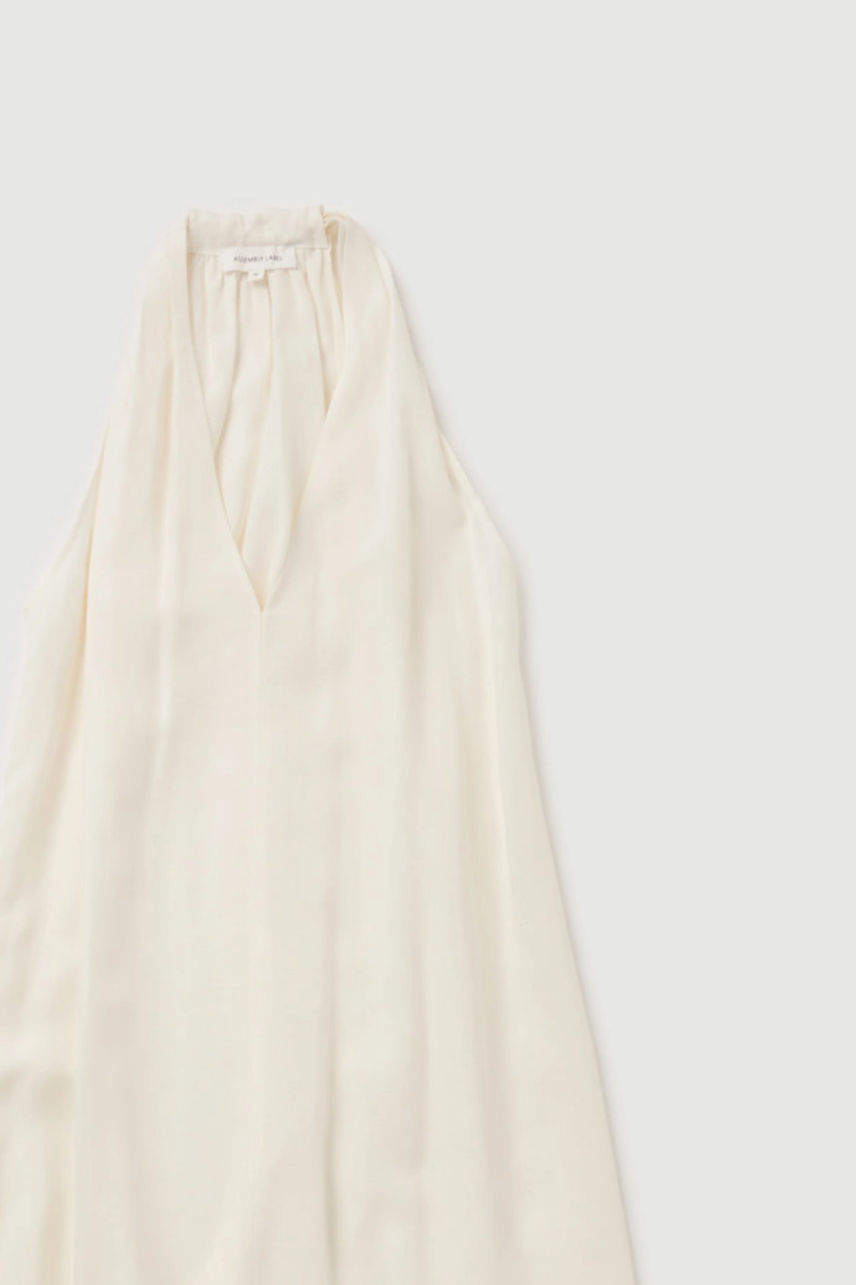 Re-Worn Womens Linen Blend Textured Halter Dress