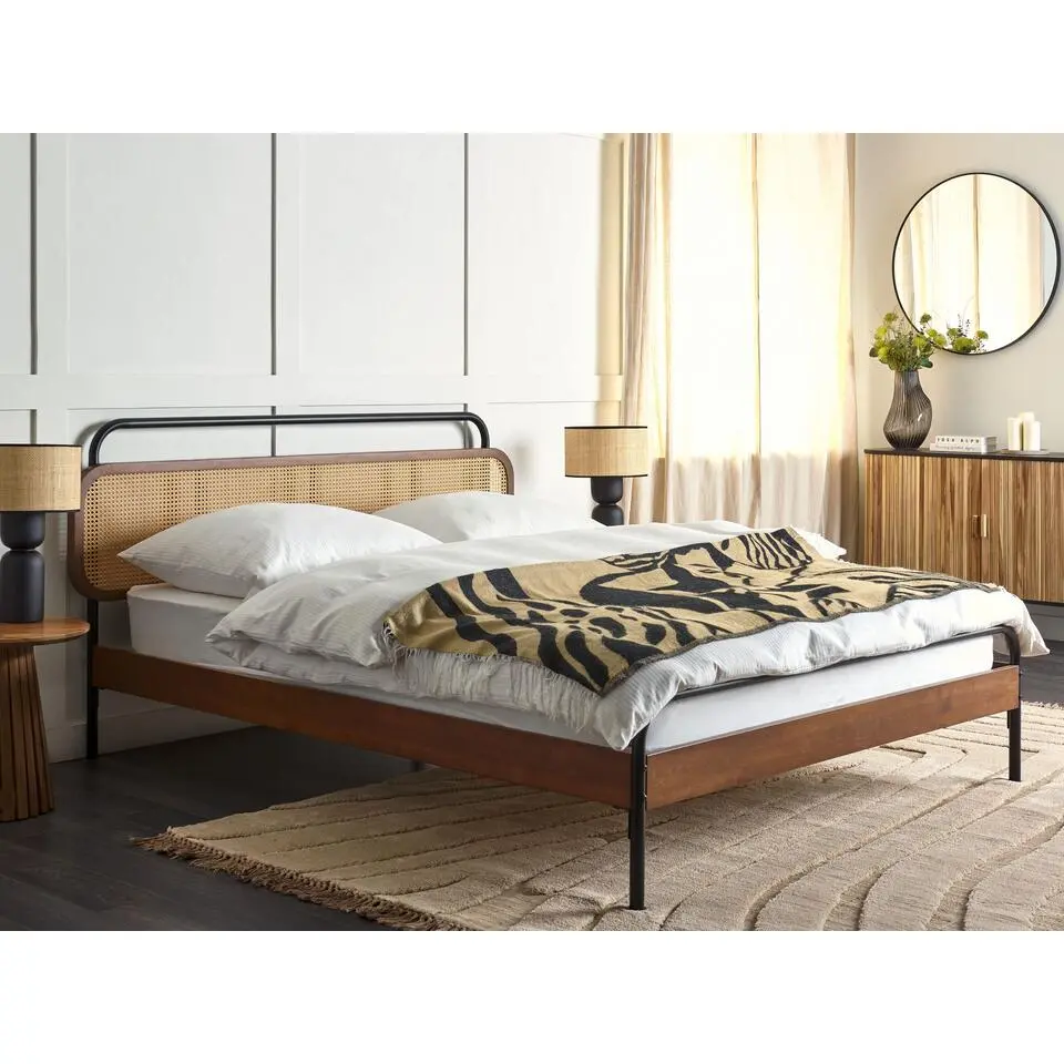 BOUSSICOURT - Tweepersoonsbed - Bruin - 160 x 200 cm - Rubberhout
