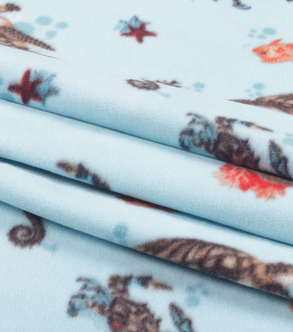 Sea Life on Blue Anti Pill Fleece Fabric